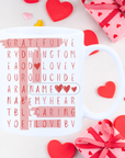 Personalized Valentine Word Search Mug – Custom name and affection words Mug | Custom Love Coffee Cup Gift