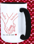 Personalized Holding Hands Mug – His & Her Name with Date | Custom Couple Mug