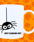 Just Hanging Out Spider Halloween Mug - Funny Spooky Coffee Cup