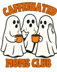 Caffeinated Moms Club Ghost Sticker - Funny Halloween Coffee Vinyl Decal for Moms, Laptops & Water Bottles