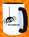 Just Hanging Out Spider Halloween Mug - Funny Spooky Coffee Cup