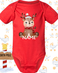 CUSTOM NAME baby Reindeer Bodysuit and Bib | Personalized Christmas Outfit