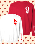 King & Queen Heart Sweatshirt | Initial/ first Name personalised on right sleeve