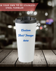 Personalised 16oz Travel mug - Custom Name, Quote, or Photo | Gift for Coffee/ tea Lovers, Birthday, Anniversary, or Office