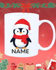 Personalized Penguin Christmas Ceramic Mug – Custom Name Holiday Coffee Cup