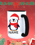 Personalized Penguin Christmas Ceramic Mug – Custom Name Holiday Coffee Cup