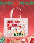 Personalized Name Christmas Tote Bag – Holiday Gift Bag & Festive Shopper