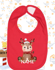 CUSTOM NAME baby Reindeer Bodysuit and Bib | Personalized Christmas Outfit