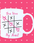 You Won My Heart Tic Tac Toe Mug – Valentine Coffee Mug Gift for Him or Her