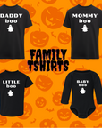 Family Halloween Matching T-Shirts | Daddy Boo, Mommy Boo, Little Boo & Baby Boo